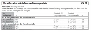 Verteilerrohre mit Außen- und Innengewinde, 4 Abgänge, PN 10, Messing vernickelt, Weiche Verteilerleiste Verbinder, Druckluftverteiler, Verteiler